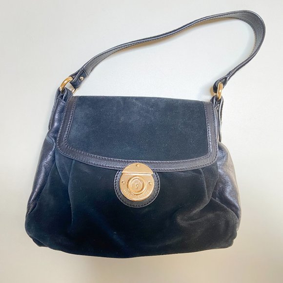 Marc Jacobs Suede and Leather Shoulder Bag, Black - Picture 1 of 6